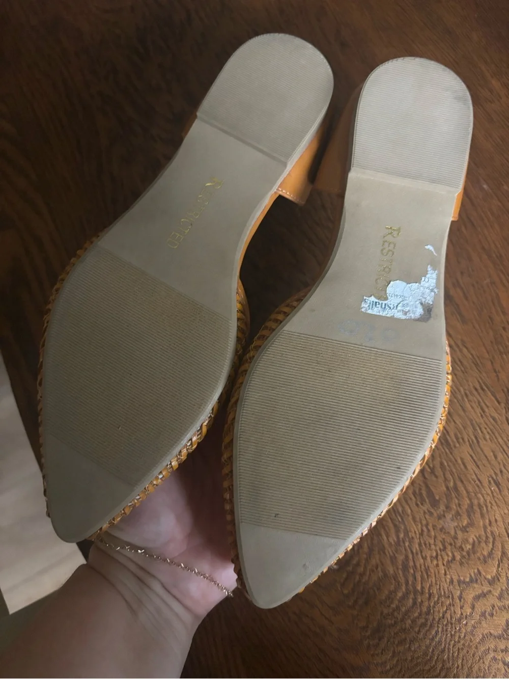 Restricted Woven Pointed-Toe Flats in Brown